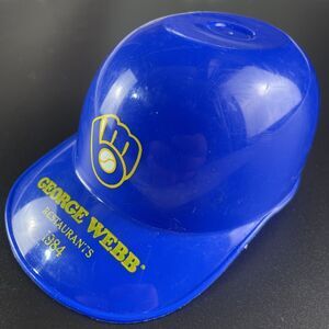 Vintage Milwaukee Brewers Souvenir Mini Helmet Blue 5.5-Inch 1984 George Webb